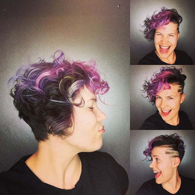 And bam!!  #purple #purplehair #yellow #gray #pink #pinkhair #colorfulhair #timetogocrazy #undercut #razorcut #haircolor #hairsalon #singersongwriter #popstar #coloring #ilovehair #makingmagic #readyforthesummer #spotlight #nomakeup @metamorphosis_salon @sfstas