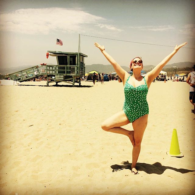 I love love love the beaches in Southern California. The water is too cold to swim in the Bay Area, so I really enjoy every chance I get to go to the beach in SoCal! #yoga #yogaonthebeach #treepose #sand #santamonica #santamonicabeach #sun #swimsuit #swimwear #swimming #ocean #pacific #beach #beachbabe #turquoise #pokadots #enjoythesun #relax #soakitin #socal #southerncalifornia #california #ca #la #losangeles #smile #happy #lifeguard #baywatch #water