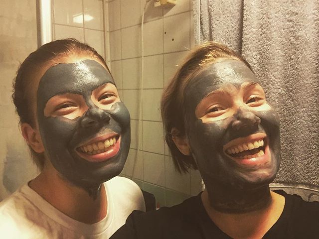 Visiting my sister in Turku! It had been almost 2 years since I lived in Finland and last saw her!! #girltime #sistertime #girlthings #skincare #mask #charcoalmask #marykay #sisters #sis #sister #girls #goofy #goofingaround #finland #turku #vacation